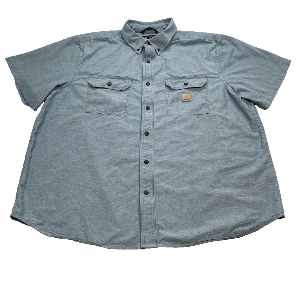 Carhartt Shirt Men's Size 2XL Chambray Loose Fit Short Sleeve Workwear TW4369-M